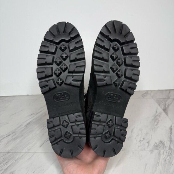 La Canadienne Jacques Black Suede Lace Up Lug Sole Heel Boot 8M - Picture 13 of 14